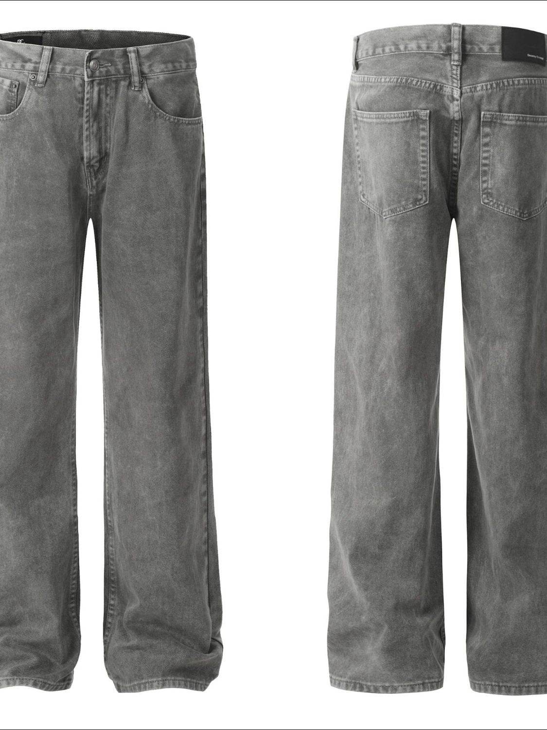 Men's Straight Leg Jeans with Pockets - Hovatok