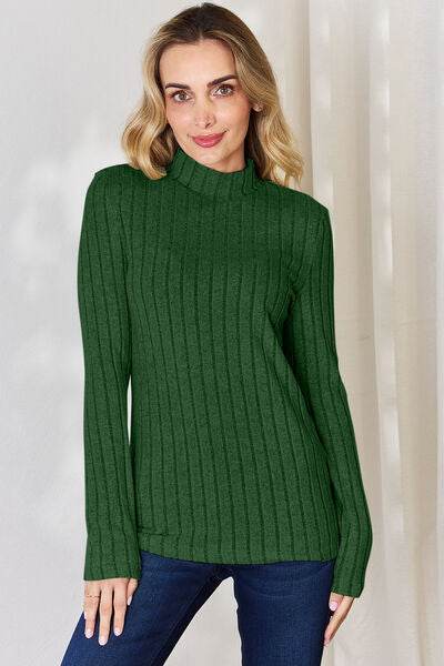 Basic Bae Full Size Ribbed Mock Neck Long Sleeve T-Shirt - Hovatok
