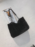 Faux Fur Solid Color Tote Bag - Hovatok