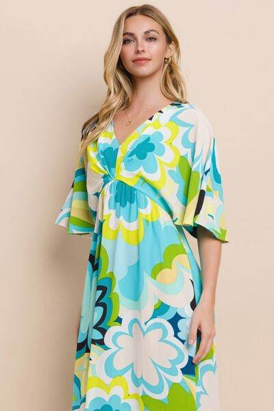 ODDI Floral Printed Slit Maxi Dress - Hovatok