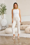 RFM Mini Mia Full Size Tummy Control High Waist Raw Hem Jeans - Hovatok