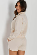 Half Button Sweatshirt and Shorts Active Set - Hovatok