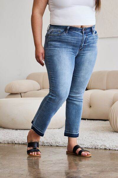 Judy Blue Full Size Release Hem Cropped Bootcut Jeans - Hovatok