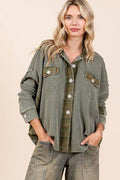 Mittoshop Mineral Washed Plaid Button Down Shacket - Hovatok