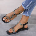 Rhinestone Butterfly Flat Sandals - Hovatok