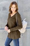 Basic Bae Full Size V-Neck Long Sleeve Top - Hovatok