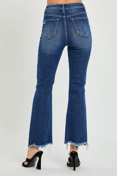 RISEN High Rise Distressed Crop Flare Jeans - Hovatok