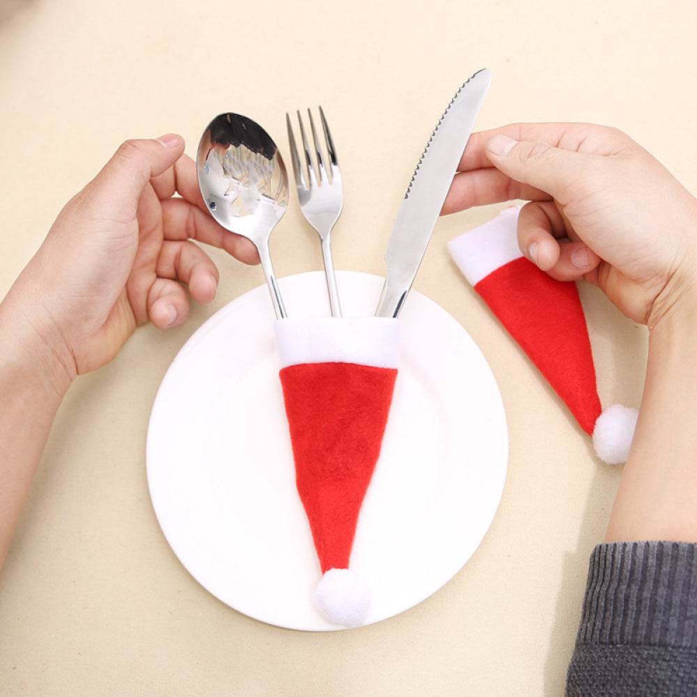 20-Piece Christmas Hat Cutlery Holders - Hovatok