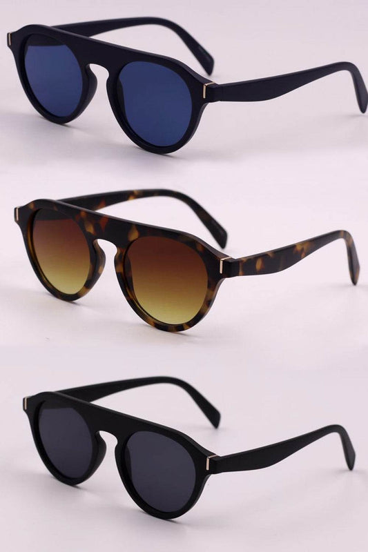 3-Piece Round Polycarbonate Full Rim Sunglasses - Hovatok