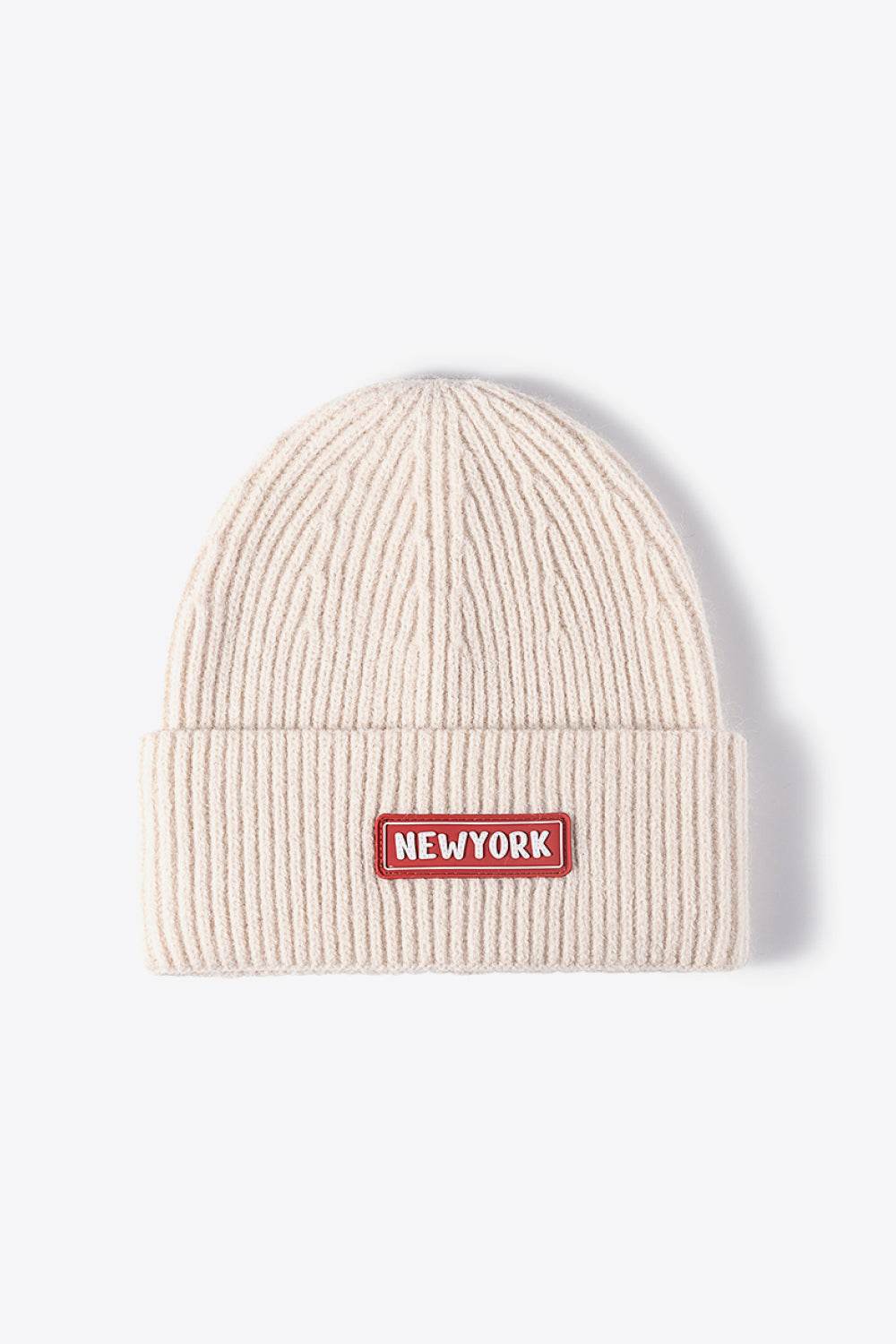 NEWYORK Patch Rib-Knit Cuffed Beanie - Hovatok