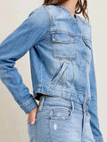 Snap Down Dropped Cargo Denim Jacket - Hovatok
