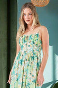Mittoshop Floral Smocked Back Ruffled Hem Maxi Cami Dress - Hovatok
