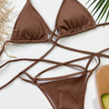 Halter Neck Crisscross Ribbed Bikini Set - Hovatok