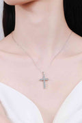 Adored 925 Sterling Silver Cross Moissanite Necklace - Hovatok