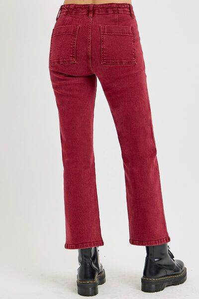 RISEN Full Size High Rise Straight Jeans with Patch Pockets - Hovatok