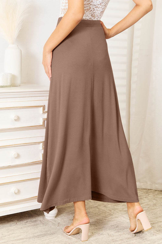 Double Take Full Size Soft Rayon Drawstring Waist Maxi Skirt - Hovatok