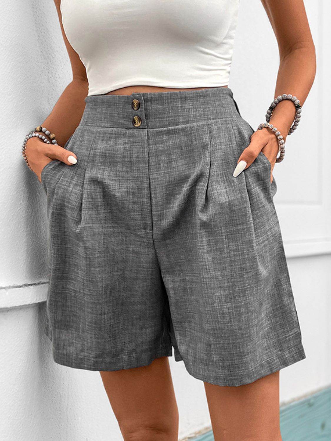 Perfee Frill Shorts with Pockets - Hovatok