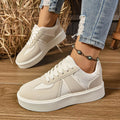 Lace Up Round Toe Contrast Sneakers - Hovatok