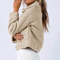 Long Sleeve Collared Neck Sherpa Jacket - Hovatok