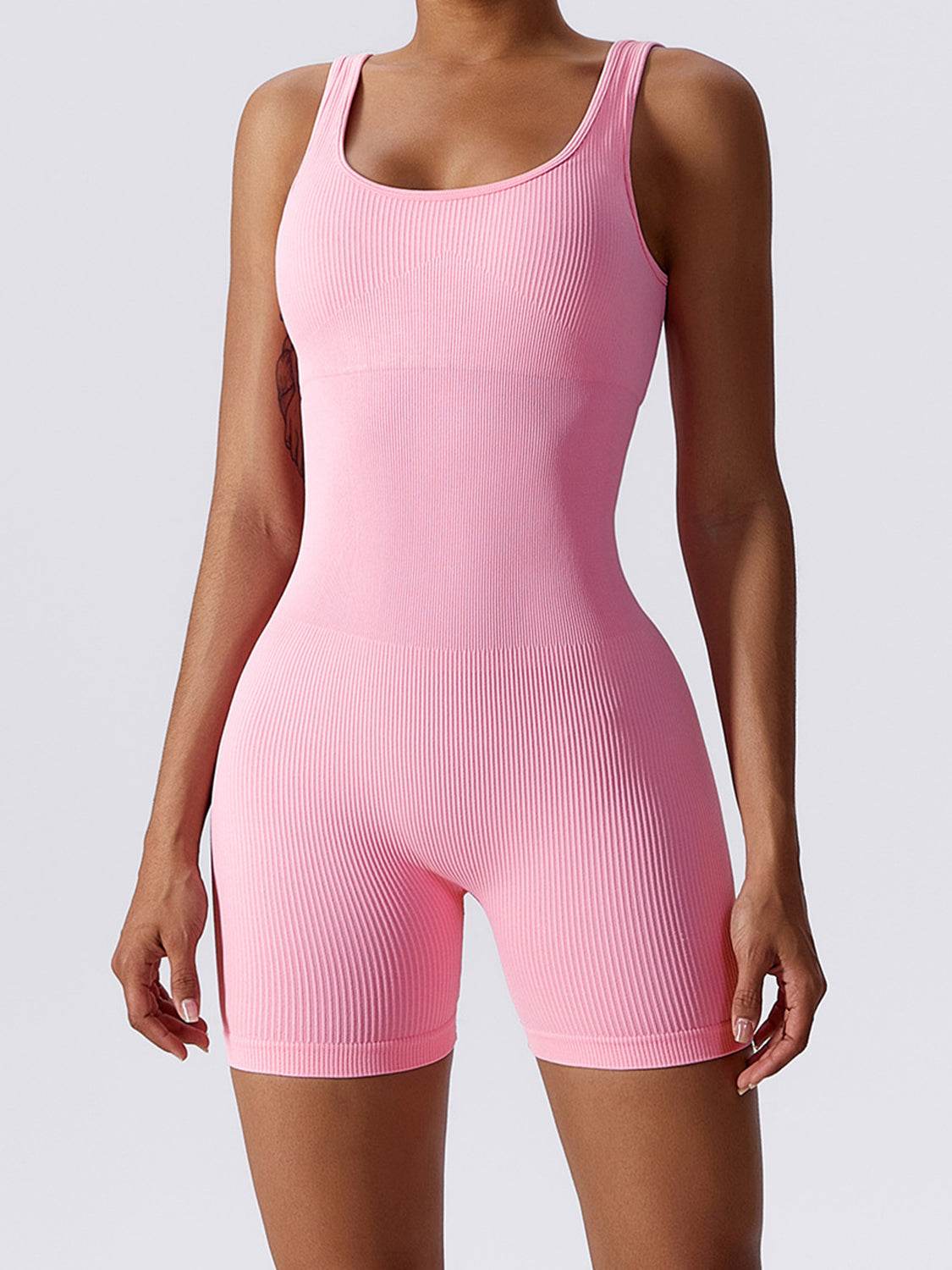 Basic Bae Ribbed Sleeveless Active Romper - Hovatok