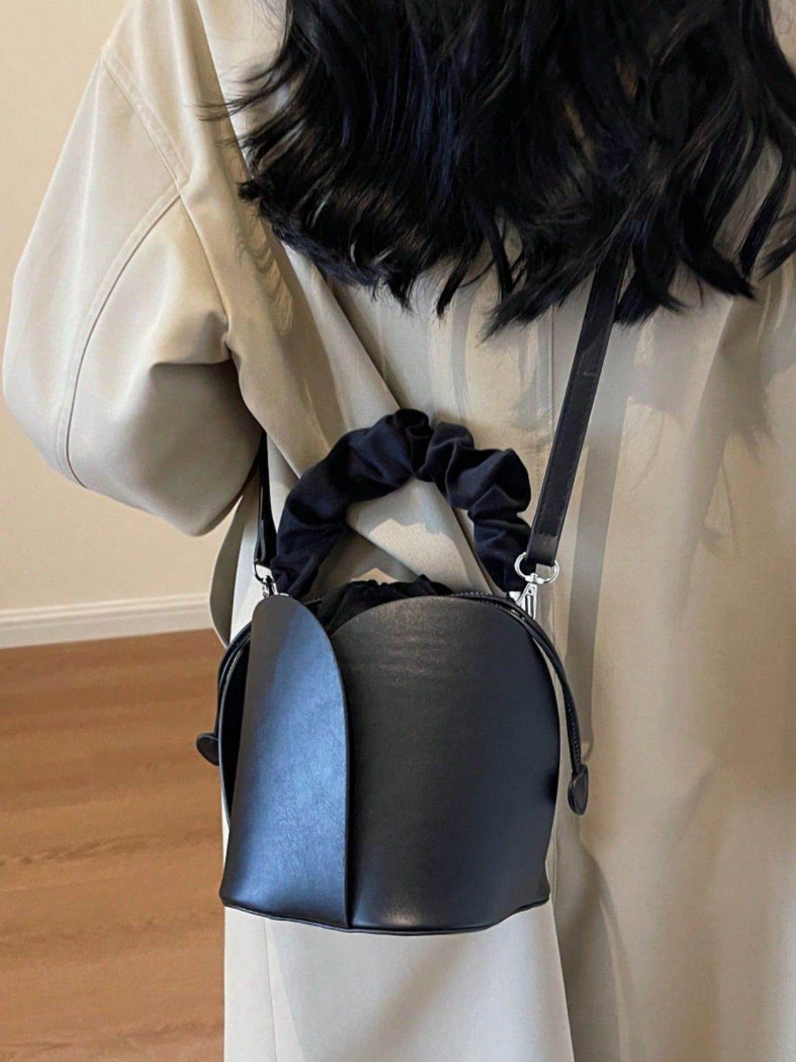 PU Leather Drawstring Bucket Bag - Hovatok