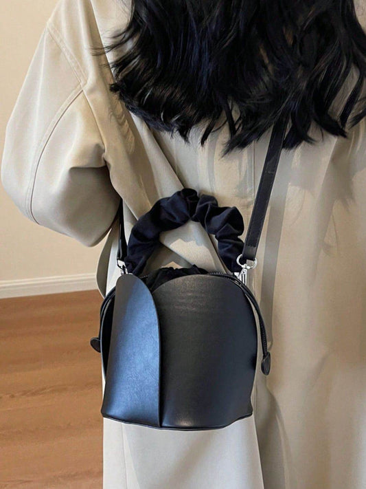 PU Leather Drawstring Bucket Bag - Hovatok