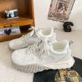 Round Toe Lace Up Platform Athletic Sneakers - Hovatok