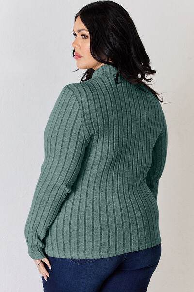 Basic Bae Full Size Ribbed Mock Neck Long Sleeve T-Shirt - Hovatok