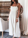 Full Size Smocked Spaghetti Strap Wide Leg Jumpsuit - Hovatok