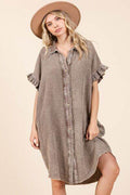 Mittoshop Mineral Wash Cotton Gauze Mini Shirt Dress - Hovatok
