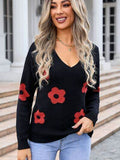 Angel Wings Flower V-Neck Long Sleeve Sweater - Hovatok