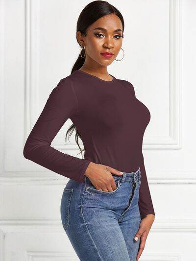 Round Neck Long Sleeve Bodysuit - Hovatok