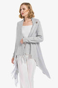 Angel Wings One-Button Tassel Tie Asymmetrical Hem Cardigan - Hovatok