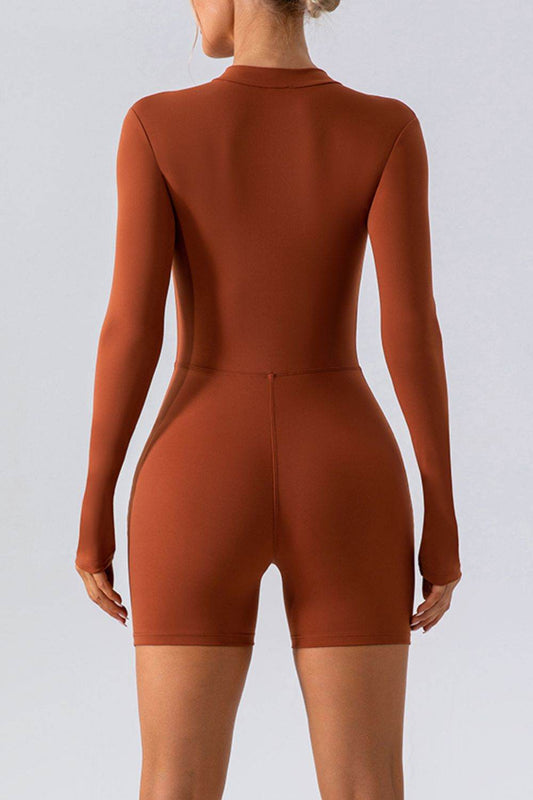 Half Zip Long Sleeve Active Romper - Hovatok