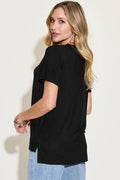 Basic Bae Full Size V-Neck High-Low T-Shirt - Hovatok