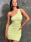 One Shoulder Cutout Mini Dress - Hovatok