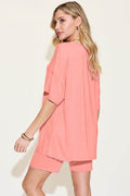 Basic Bae Bamboo Full Size V-Neck Drop Shoulder T-Shirt and Shorts Set - Hovatok