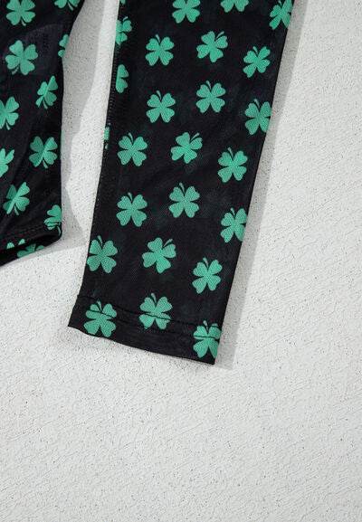 Lucky Clover Mock Neck Long Sleeve Bodysuit - Hovatok