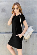 Basic Bae Bamboo Full Size Round Neck Short Sleeve Dress with Pockets - Hovatok