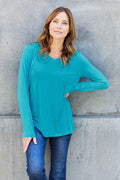Basic Bae Full Size V-Neck Long Sleeve Top - Hovatok