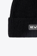 NEWYORK Patch Rib-Knit Cuffed Beanie - Hovatok