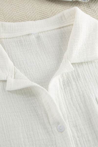 Basic Bae Heart Collared Neck Button Down Top and Shorts Set - Hovatok