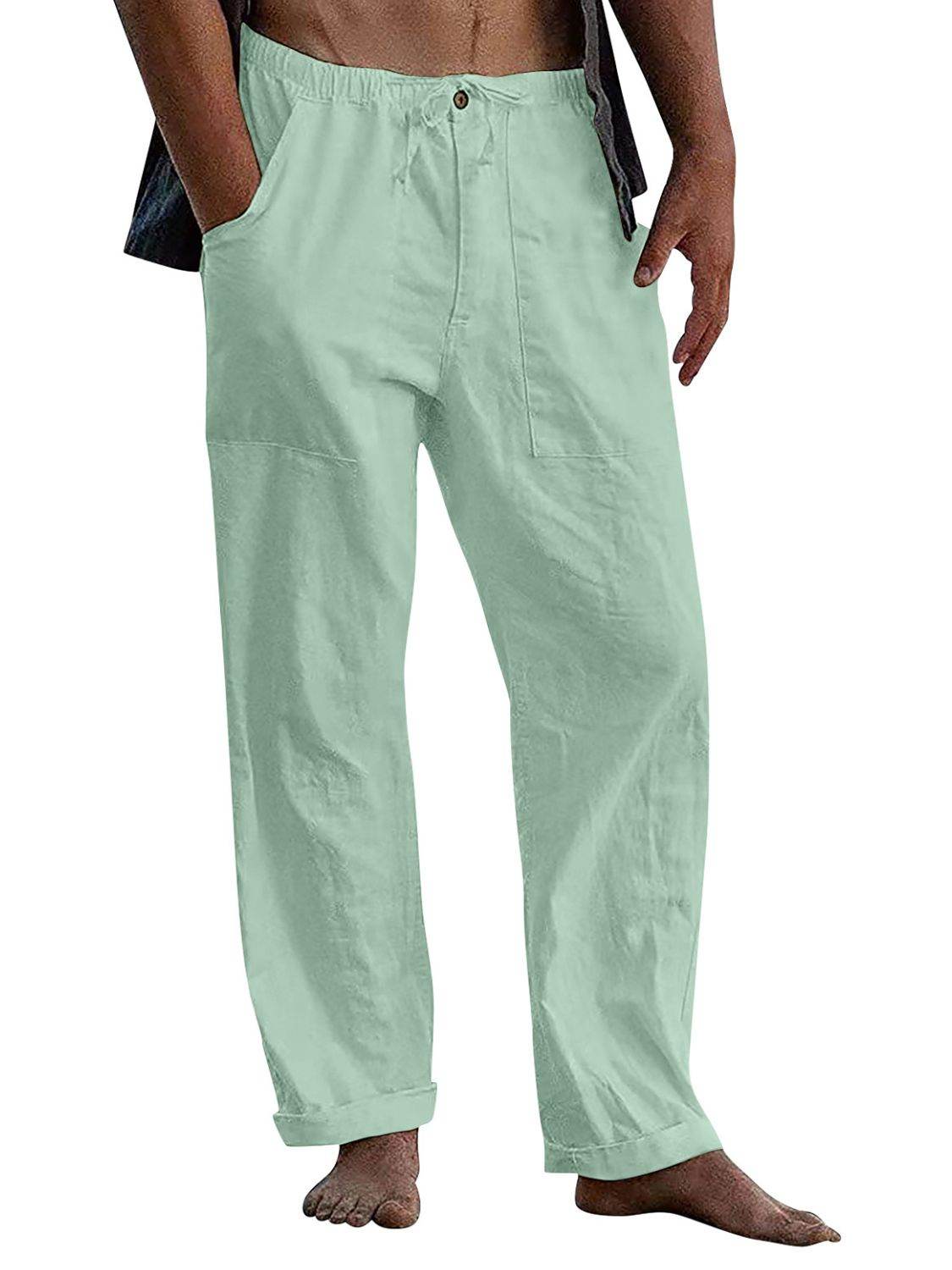 Men's Full Size Drawstring Straight Leg Pants Plus Size - Hovatok