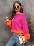 Angel Wings Color Block Round Neck Sweater - Hovatok