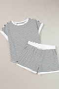 Striped Contrast Top and Shorts Set - Hovatok