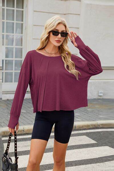 Backless Round Neck Long Sleeve T-Shirt - Hovatok