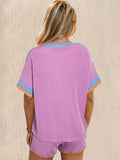 Oh Texture Round Neck Half Sleeve Top and Shorts Set - Hovatok