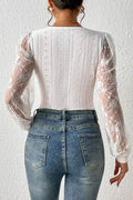 Eyelet Lace Long Sleeve Bodysuit - Hovatok