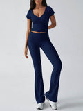 Devine Short Sleeve Top and Bootcut Legging Set - Hovatok