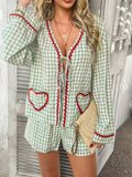 Devine Tie Front Contrast Plaid Shirt and Shorts Set - Hovatok